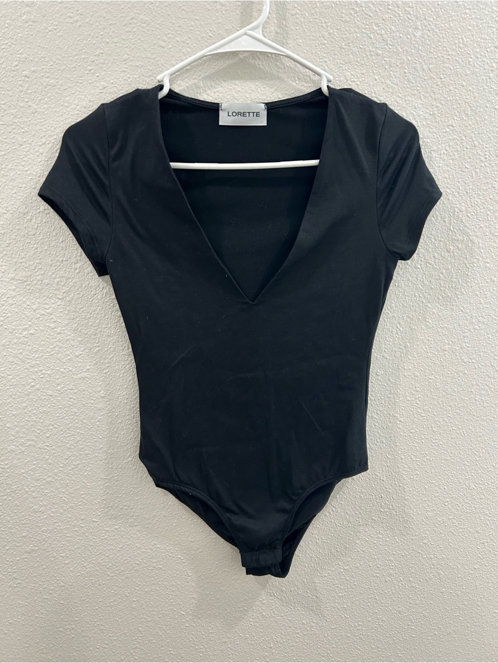 Black V-Neck Short Sleeve Bodysuit